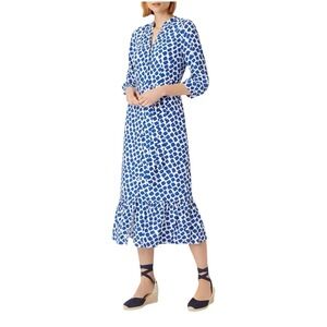 Hobbs London Magda shirt dress in a cobalt blue and white cubic print Size 6